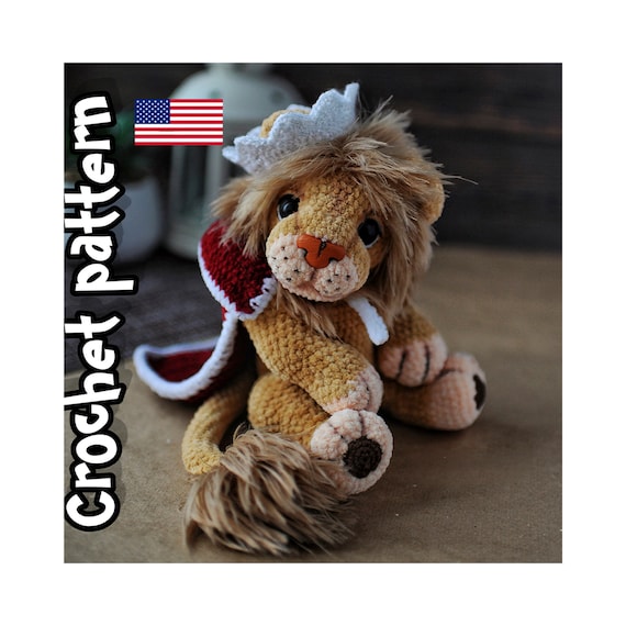 Preview of Crochet lion pattern, crochet animals, amigurumi lion pattern, stuffed lion, plush pattern, ENGLISH PDF, DIY tutorial by ThreadTutorial