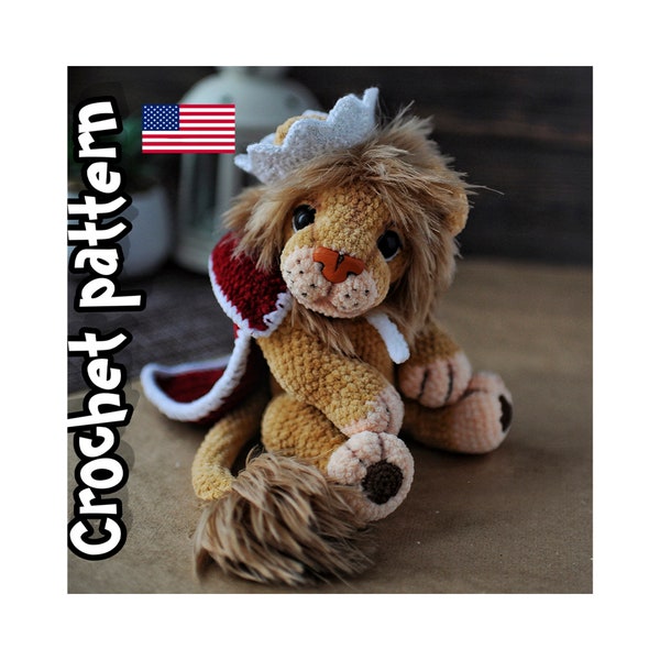 Crochet lion pattern, crochet animals, amigurumi lion pattern, stuffed lion, plush pattern, ENGLISH PDF, DIY tutorial