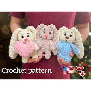 Crochet Bunny Pattern, NO SEW crochet pattern