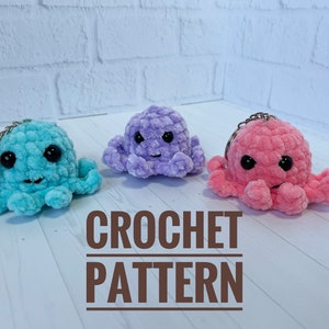 Octopus Crochet Pattern, Plush Keychain Octopus, No sew crochet pattern