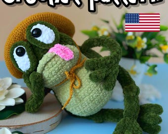 Patrón de rana a crochet. Sapo a crochet. Patrón de animal. Patrón de amigurumi. Tutorial en PDF en inglés.