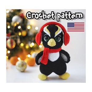 Modello pinguino all&#39;uncinetto, giocattolo di Natale, pinguino di peluche, modello amigurumi