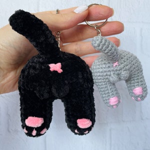 Cat Butt Crochet Keychain Pattern, Cat lover gift image 5