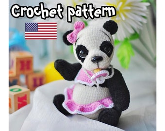 Crochet panda bear pattern, Amigurumi panda, Stuffed animal, teddy bear pattern