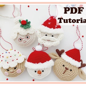 Christmas Crochet Decoration: Santa, Mrs Santa, Snowman, Reindeer, Cupcake, Christmas Tree Ornaments, Christmas Decor for Home
