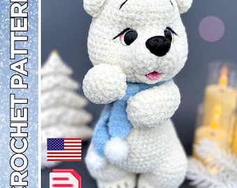 Crochet Polar teddy bear pattern: plush amigurumi toy, instant PDF download