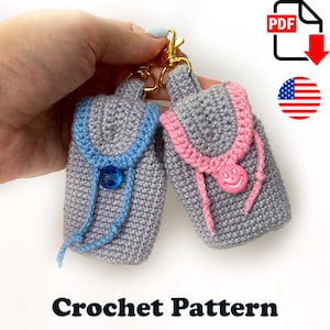 Mini Backpack Crochet Pattern. Mini Coin Purse and Keychain Bag Charm PDF Tutorial
