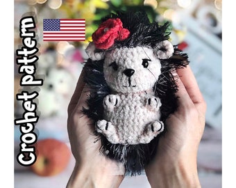 Hedgehog crochet pattern, crochet keychain, easy crochet pattern, amigurumi pattern, hedgehog plush, ENGLISH PDF, DIY tutorial