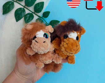 Patrón de caballo de crochet sin costuras: adorable adorno para bolso de poni de peluche, descarga instantánea en PDF
