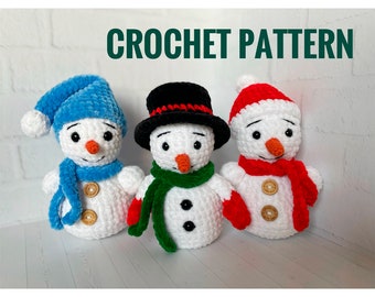 雪だるまのかぎ針編みパターン、雪だるまの飾り、子供向けクリスマス