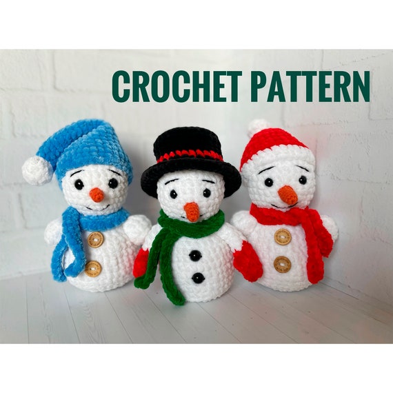 雪だるまのかぎ針編みパターン、雪だるまの飾り、子供向けクリスマス