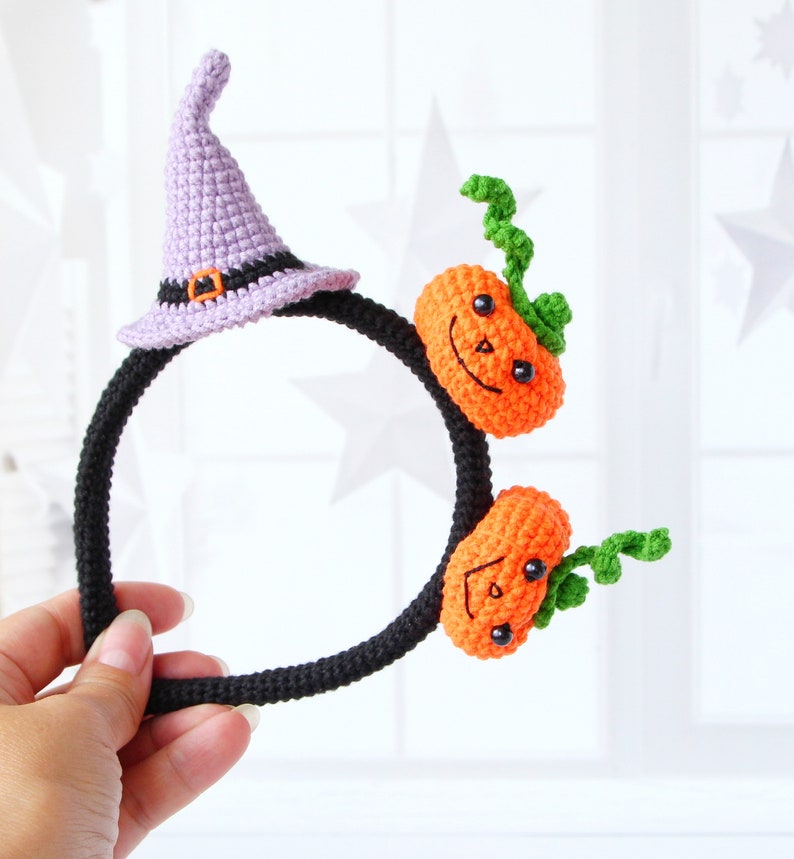 Halloween Witch Hat Headband for Kids & Adults Crochet Pattern, DIY Halloween headband, Crochet head accessory, Halloween decor image 5