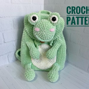 Frog Plush Backpack Pattern, Crochet Kids Backpack