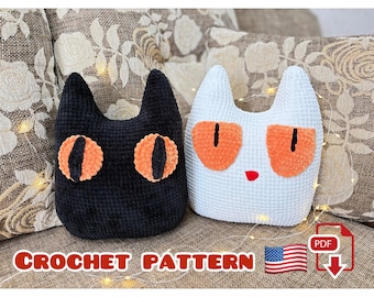 Patrón de cojín de gato a crochet. Patrón de gato amigurumi (patrón en PDF)