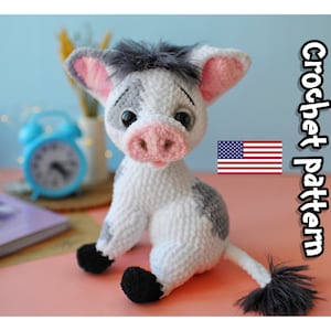 Pig crochet pattern, crochet cute piglet, crochet animals, pig plush, ENGLISH PDF, DIY tutorial