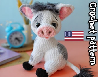 Pig crochet pattern, crochet cute piglet, crochet animals, pig plush, ENGLISH PDF, DIY tutorial