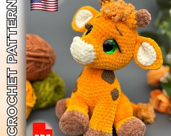 Patrón de jirafa a crochet. Patrón para un adorable peluche. Tutorial para hacerlo tú mismo.