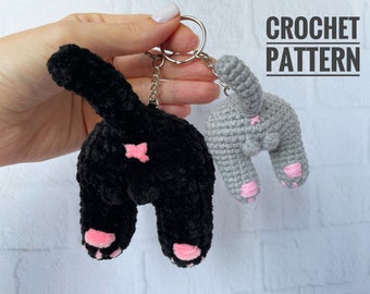 Cat Butt Crochet Keychain Pattern, Cat lover gift