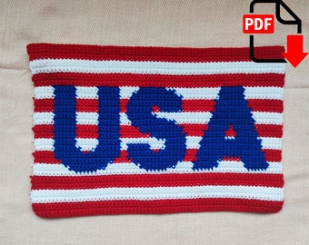 Crochet pattern USA letters on the flag. 4 July gift. Independence day gift. Crochet wall hanging