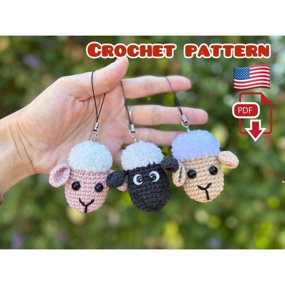 Preview of Crochet Keychain Sheep, Sheep Crochet Pattern by ThreadTutorial