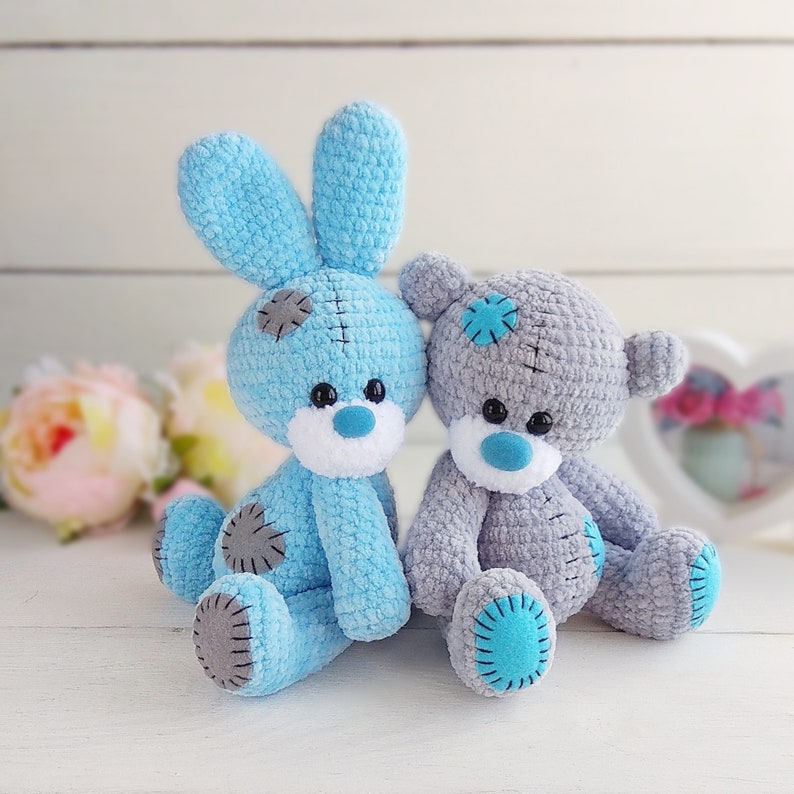 Crochet pattern bear and bunny with blue nose / easy to follow amigurumi pattern image 8