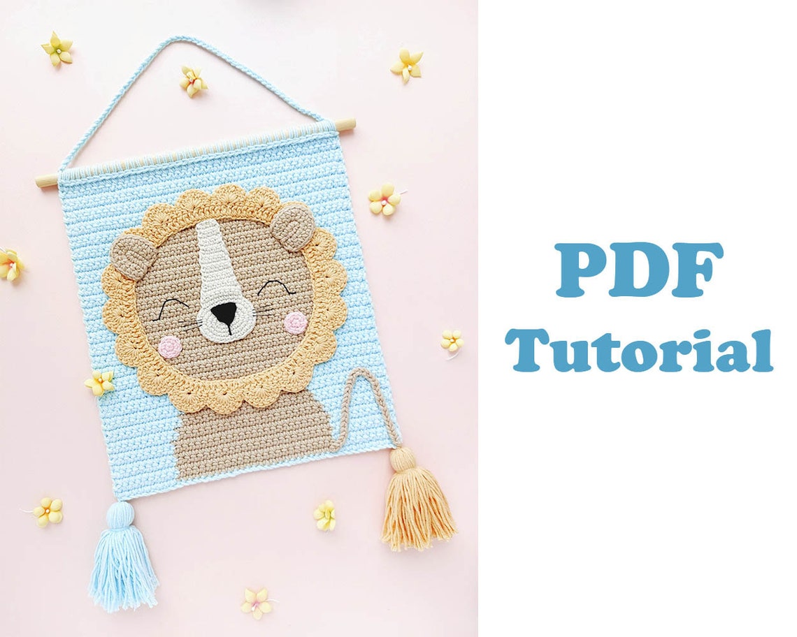Crochet Lion Wall Hanging Pattern Crochet Wall Decor Pattern Etsy