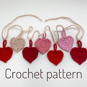 Crochet Heart Garland Pattern, Wedding garland, St. Valentine's Day decor