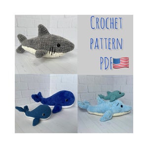Crochet Sea Animals: Shark, Dolphin, Whale