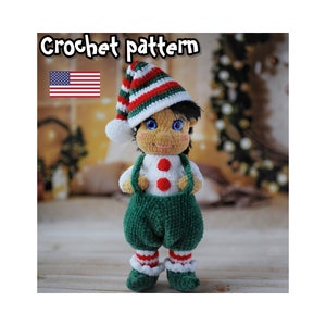 Crochet Christmas elf pattern, crochet doll pattern, amigurumi doll, plush pattern, New year’s Elf, crochet gnome, PDF English, DIY Tutorial