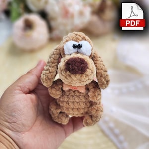 Modèle de mini chien au crochet pour un petit chiot amigurumi avec instructions PDF étape par étape et téléchargement immédiat