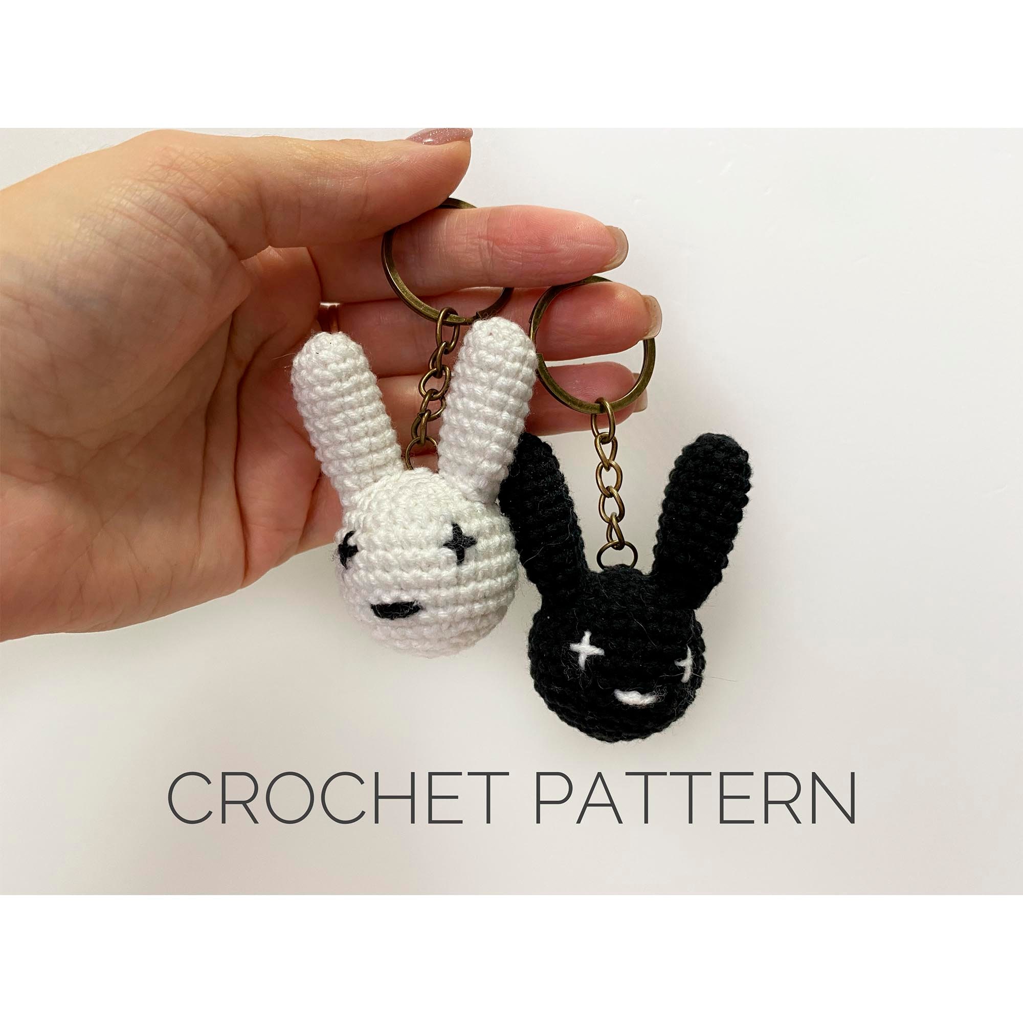 yiseven stuffed bunny keychain toy - soft and fuzzy large stitch plush  rabbit fur key chain - cute