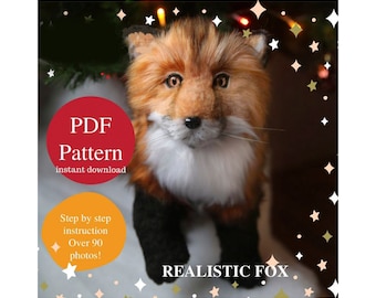 Sewing pattern for a Realistic faux fur Fox. Realistic Animals PDF tutorial
