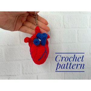 Crochet Anatomical Heart, Crochet keychain pattern