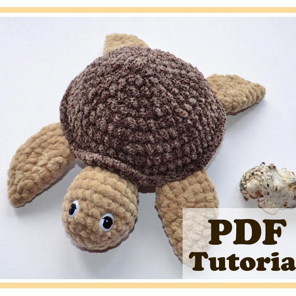 Crochet Sea Turtle Pattern. Plush ocean animal amigurumi PDF tutorial. Soft marine life toy for nursery decor and gifts