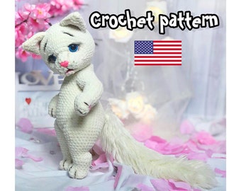 Crochet cat pattern, cat stuffed animal, amigurumi pattern, cat crochet pattern, cat plush, amigurumi cat, ENGLISH PDF, DIY tutorial
