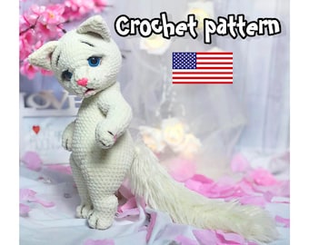 Patrón de gato a crochet, peluche de gato, patrón amigurumi, patrón de gato a crochet, peluche de gato, gato amigurumi, PDF EN ESPAÑOL, tutorial DIY