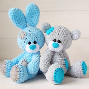 Crochet pattern bear and bunny with blue nose / easy to follow amigurumi pattern image 10