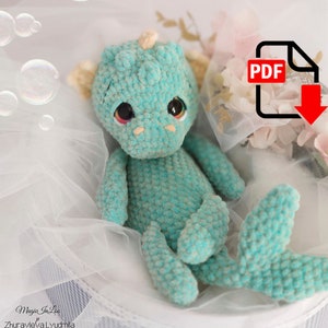 Nessie the water dragon. NO SEW Crochet toy pattern.