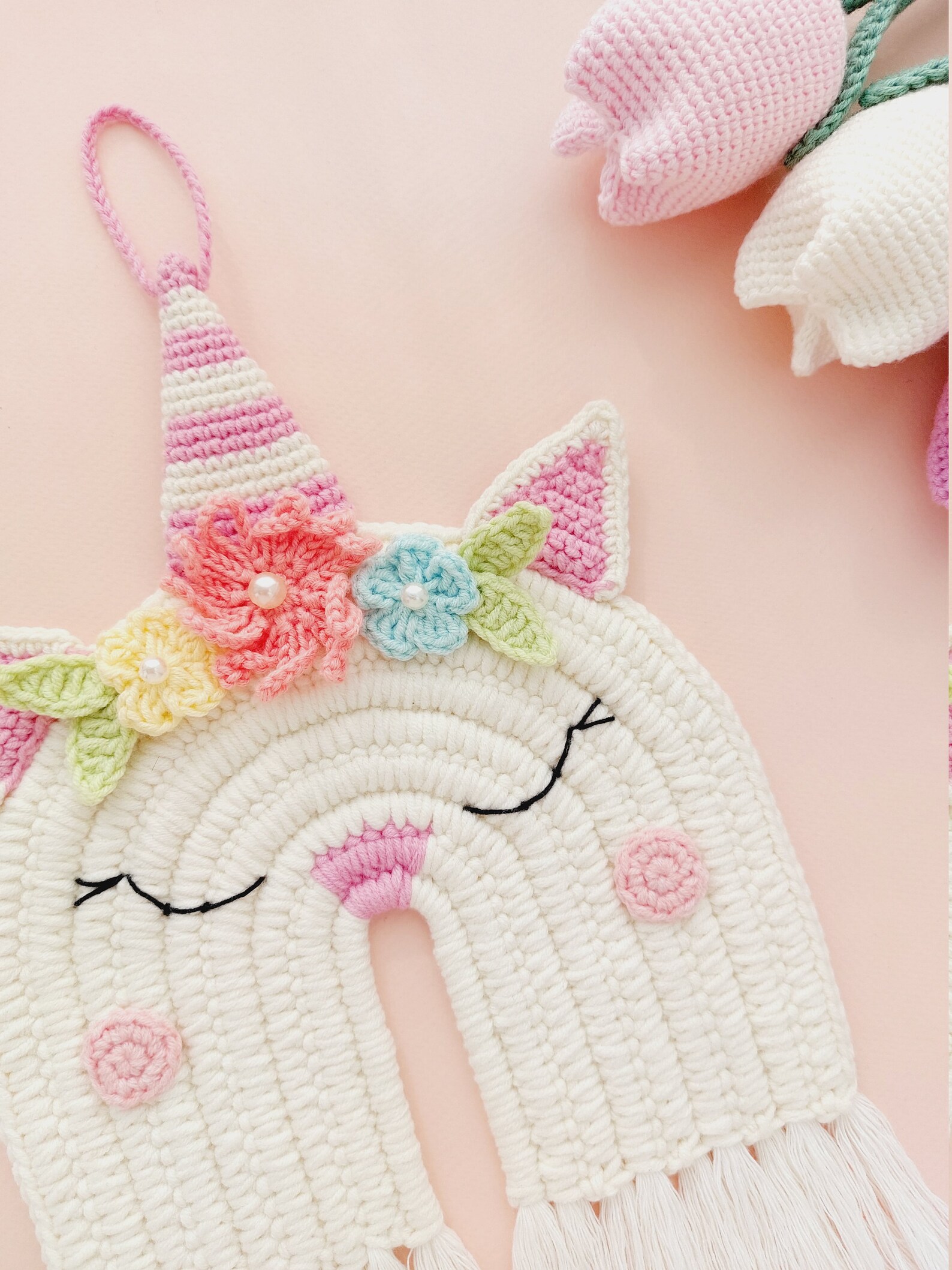 Crochet Unicorn Wall Hanging Pattern Pastel Unicorn Decor Etsy UK