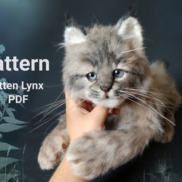 Pattern kitten Lynx, Realistic Toys, Puff, Stuffed Animals, Soft Sculpture