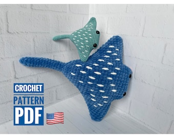 Stingray Crochet Pattern, Ocean Nursery Toy