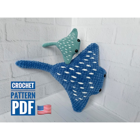 Preview of Stingray Crochet Pattern, Ocean Nursery Toy by ThreadTutorial