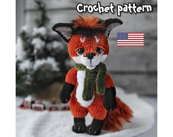 Patrón de amigurumi de zorro a crochet para un juguete de invierno del bosque. Descarga instantánea en PDF.