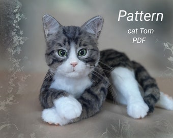 Pattern Cat Tom, Pattern pdf, Pattern kitten, Pattern Plush toys, Pattern Puff, Pattern Realistic Toys