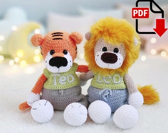 Crochet pattern tiger Teo and lion Leo / PDF amigurumi tutorial / crochet animal pattern