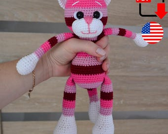 Crochet Cat Pattern. Long-Legged Amigurumi Plush Toy PDF Tutorial. Stuffed Animal. Instant Digital Download
