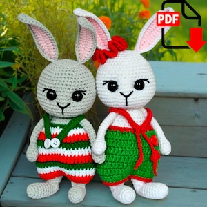 Amigurumi Häschen. Dreierlei Kleidung. PDF Häkelanleitung. Weihnachtsgeschenk