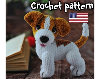 Amigurumi Jack Rassel terier, crochet dog pattern, crochet animal, stuffed dog pattern, dog toy, ENGLISH PDF, DIY tutorial