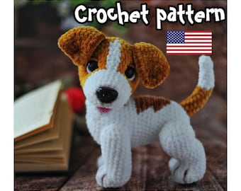 Amigurumi Jack Rassel terier, crochet dog pattern, crochet animal, stuffed dog pattern, dog toy, ENGLISH PDF, DIY tutorial