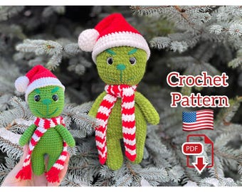 Padrão de crochê do Homem Verde. Presente de Natal. Padrão em PDF.